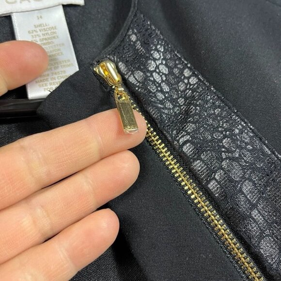 Cache Y2K Bodycon Dress Womens 14 Snakeskin Zipper Edge Curvy Punk Going Out - Picture 5 of 15